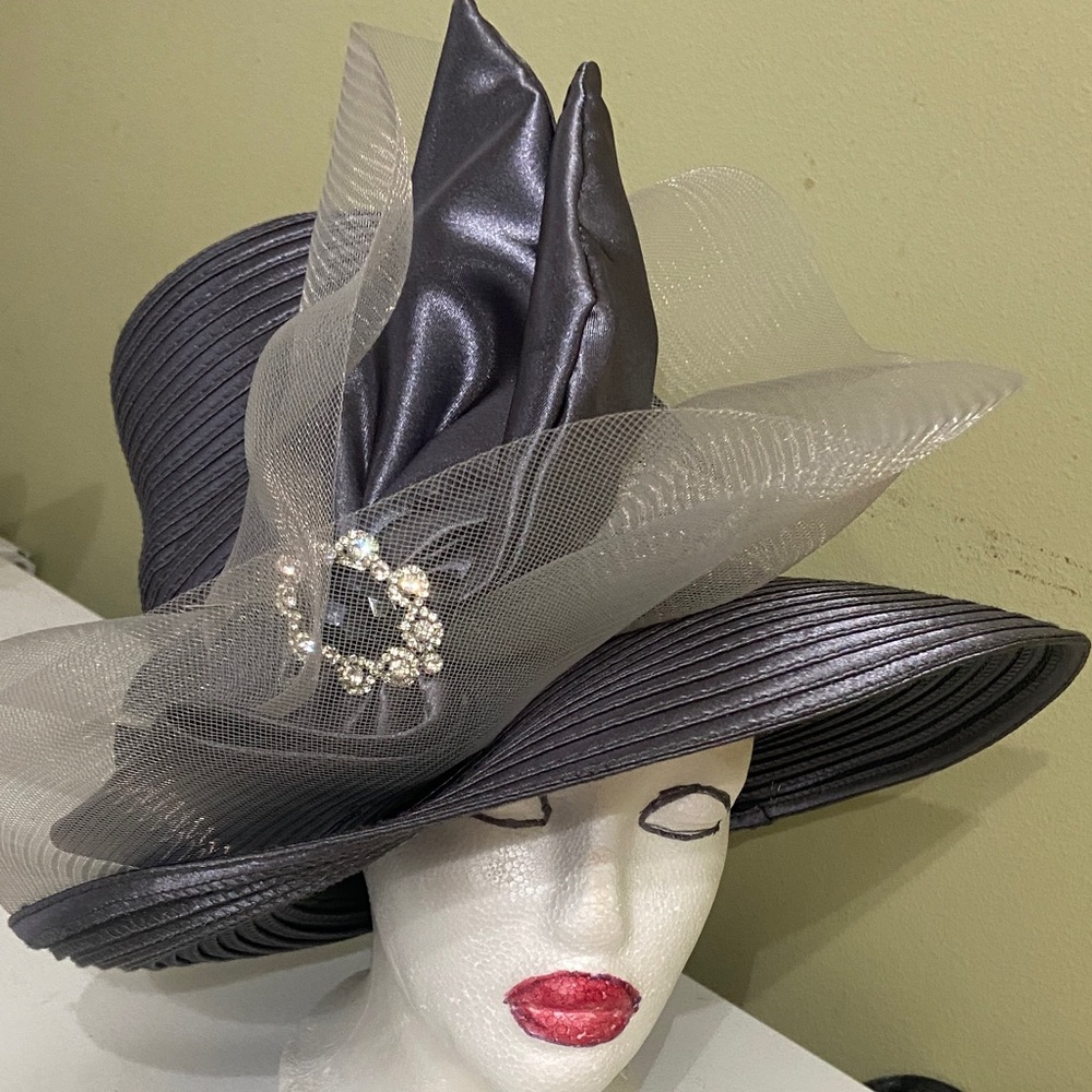 Beautiful Dark Grey Dress Hat / Church Hat